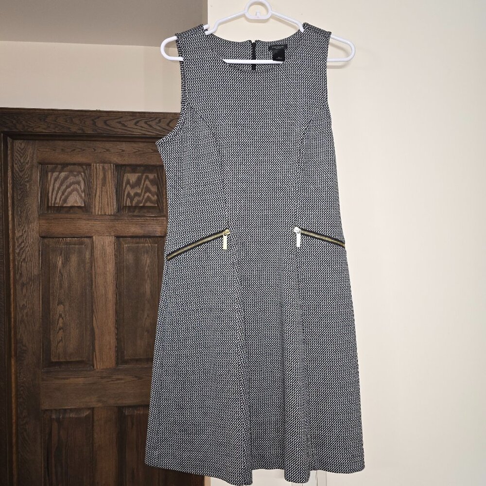 Black & White Houndstooth Midi Sheath Dress